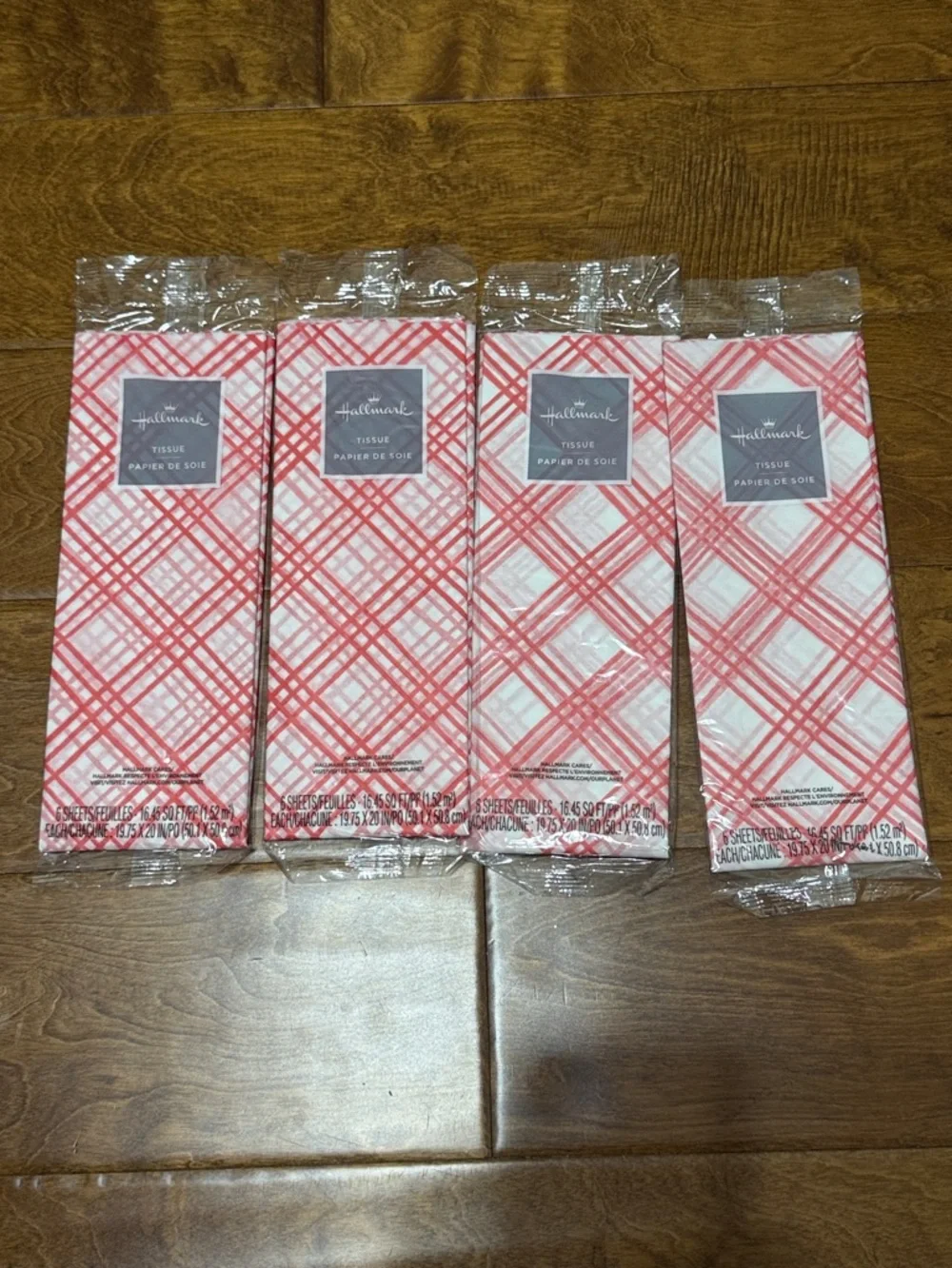 NWT Bundle of 4 Hallmark Red Plaid Tissue Sheets